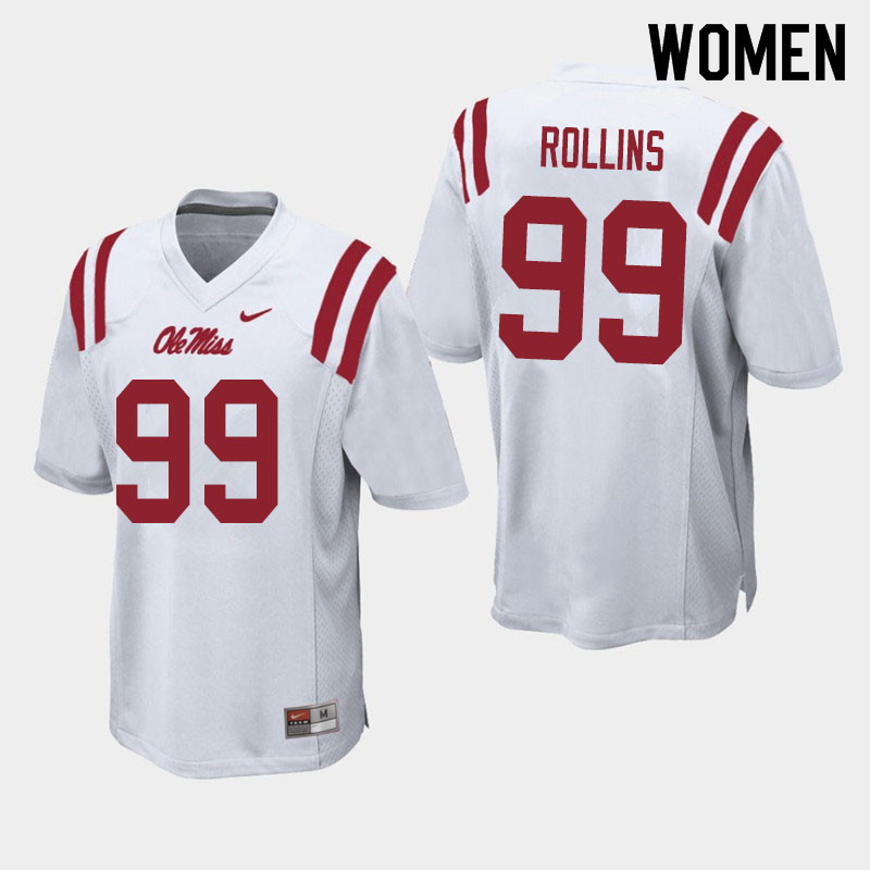 Women #99 DeSanto Rollins Ole Miss Rebels College Football Jerseys Sale-White